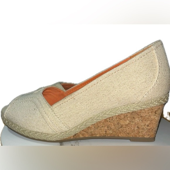 Kohl's Sonoma Life Style Gold Peep Toe Cork Wedge Espidrilles 6.5 MED - Picture 11 of 15